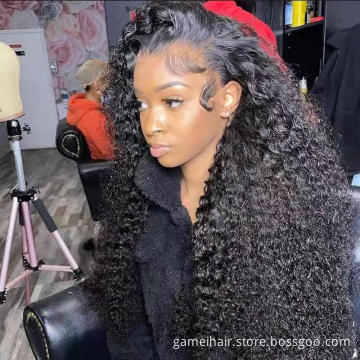 150% 250% Density Jerry Curly Lace Front Wig Hairline  Deep Curly 13x6 Natural Brazilian Hair Swiss Lace Remy human Hair Wig